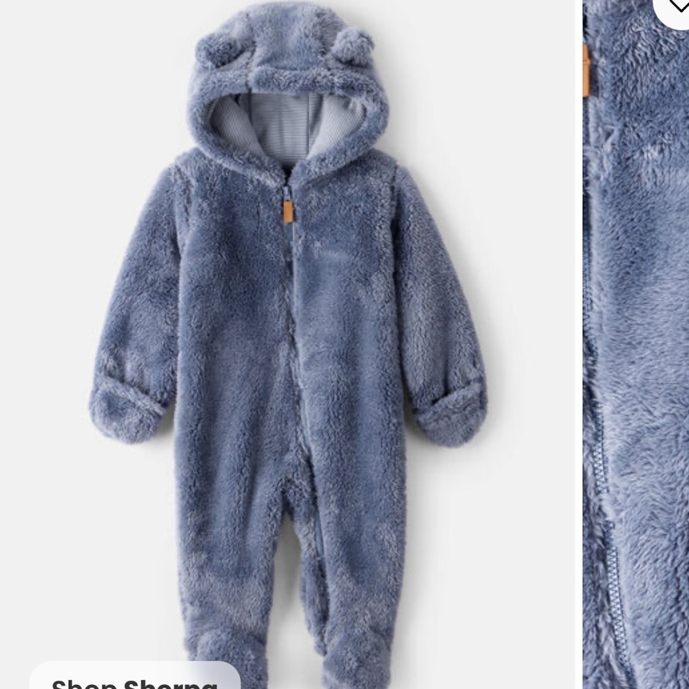 NWT Carter’s Sherpa Long-Sleeve Hooded Jumpsuit